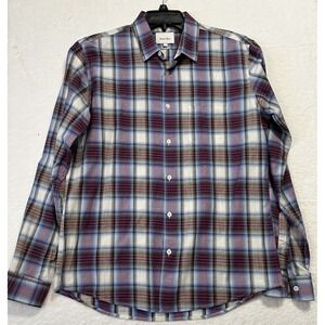 Steven Alan Mens Size M Red Long Sleeve Button Down Linen Blend Shirt (M5)